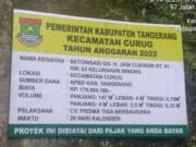 Proyek Betonisasi di Jalan Gang H. Jain Cijengir, Kasi Ekbang Kecamatan Curug Terkesan Tutup Mata