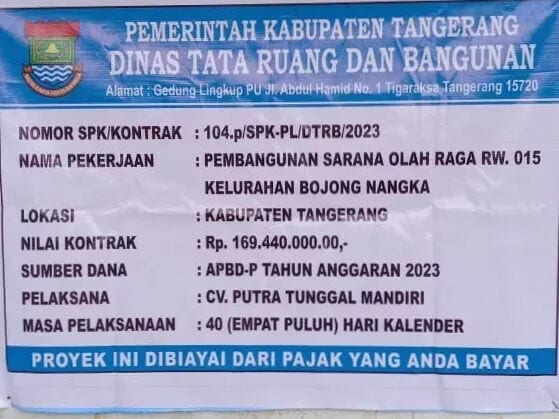 Disorot LSM, Kegiatan Betonisasi Sarana Olahraga Kelurahan Bojong Nangka Diduga Terindikasi Korupsi