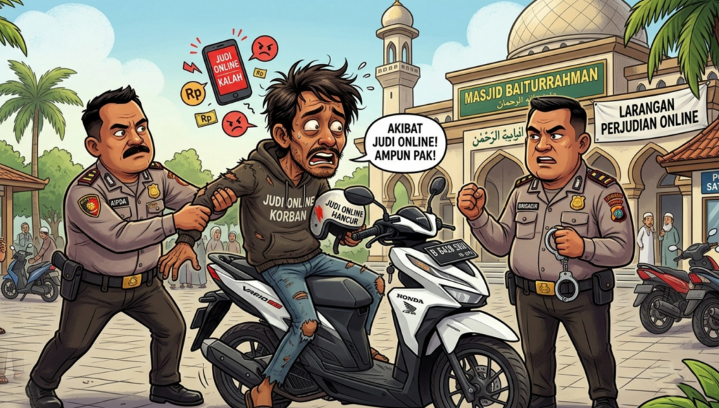 Uang Habis untuk Judi Online, Pria Asal Garut Curi Motor di Masjid Agung Purworejo